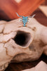 Longhorn Steer Stretch Ring with Blue Stones - Whiskey Skies - BOHO RANCH SHOP