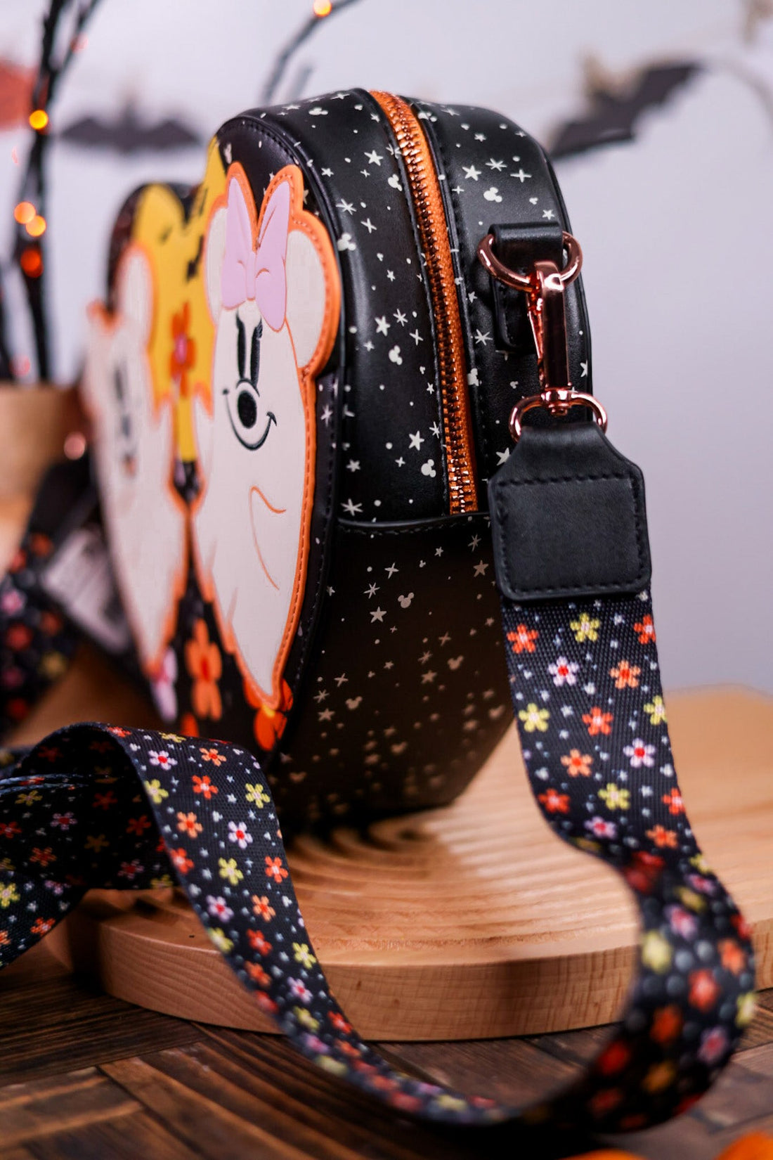 Loungefly Mickie and Minnie Glow in the Dark Crossbody Bag - Whiskey Skies - LOUNGEFLY