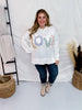 "Love" Contrast Patch French Terry Sweatshirt - Whiskey Skies - ODDI