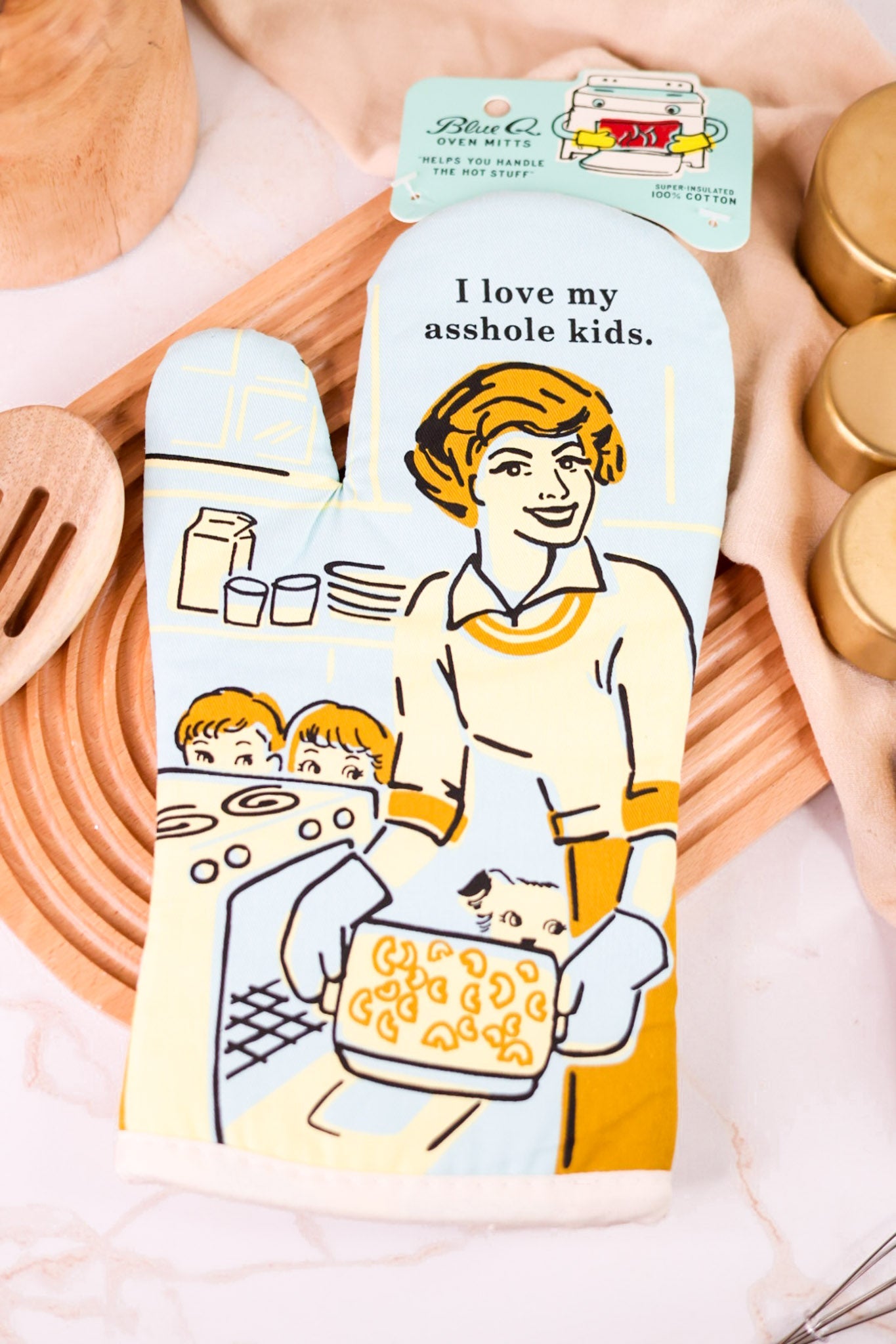 Love My Kids Oven Mitt - Whiskey Skies - BLUE Q