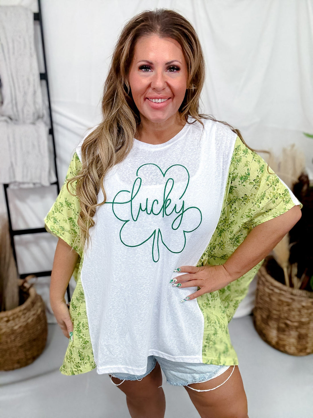 Lucky Clover Poncho Style Top - Whiskey Skies - DAVI & DANI