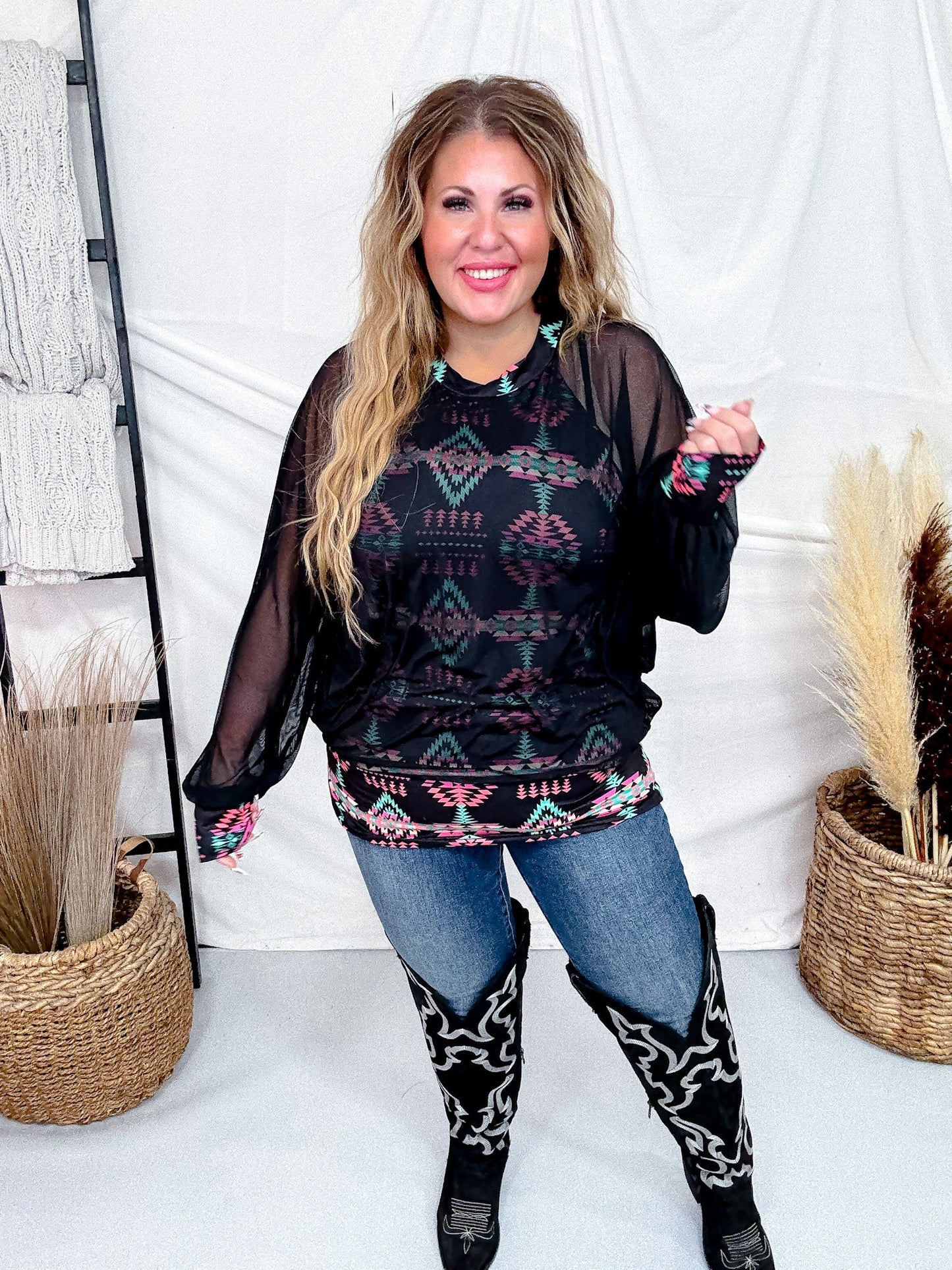 Lucky To Have You Layered Long Sleeve Top - Whiskey Skies - STERLING KREEK