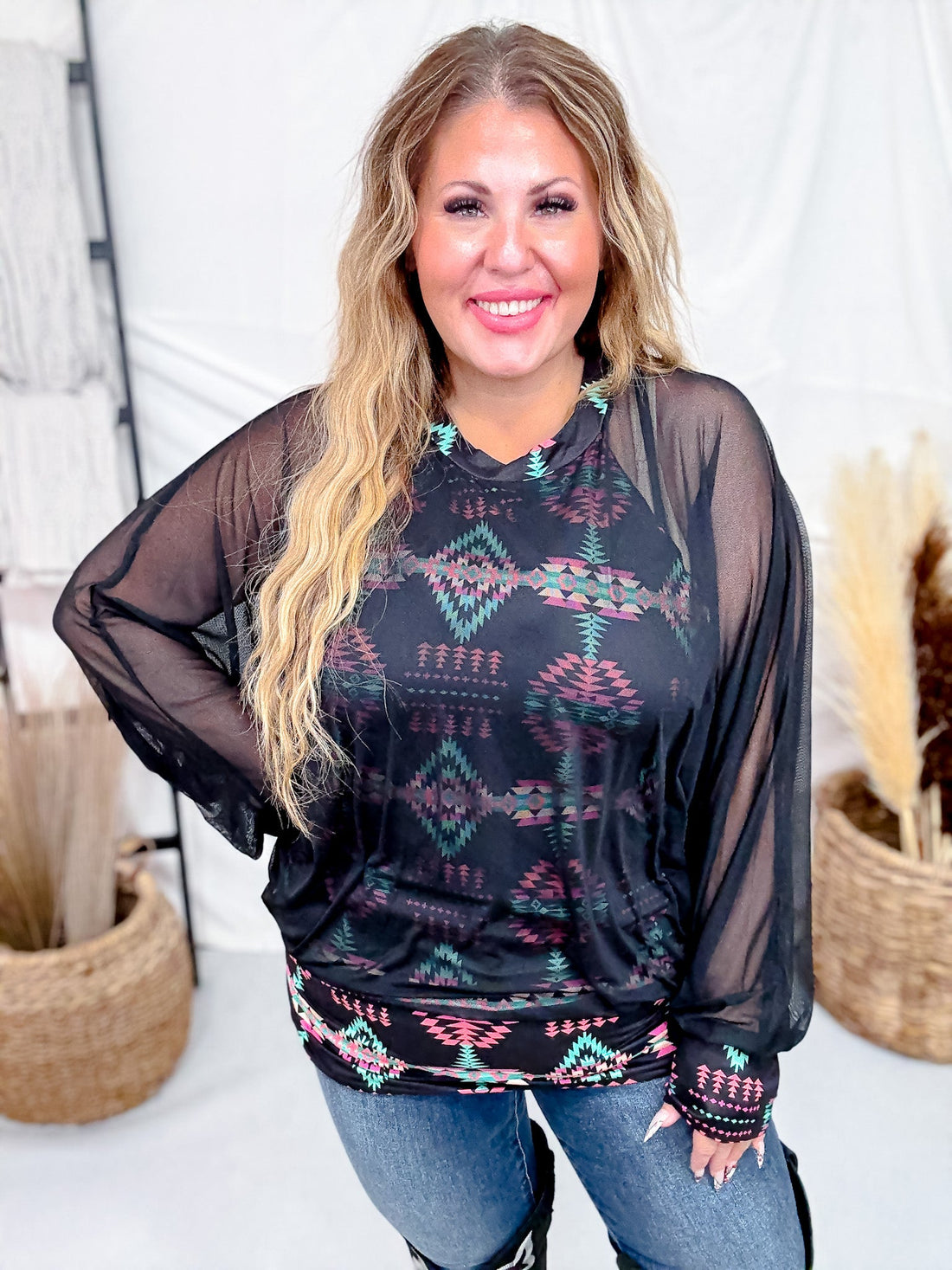 Lucky To Have You Layered Long Sleeve Top - Whiskey Skies - STERLING KREEK
