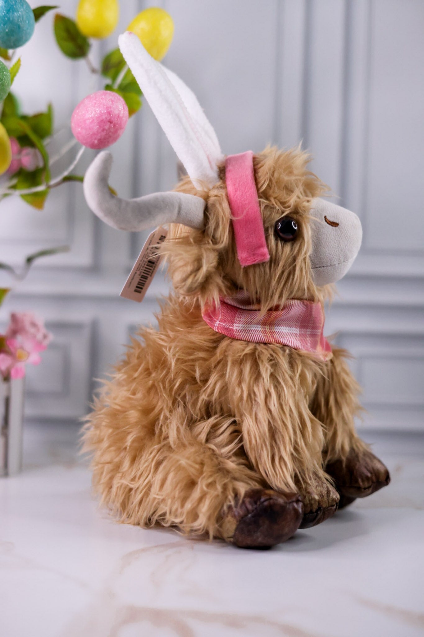 Lush Spring Easter Bunny Highland Cow Tabletop Sitter - Whiskey Skies - HANNA'S HANDIWORKS