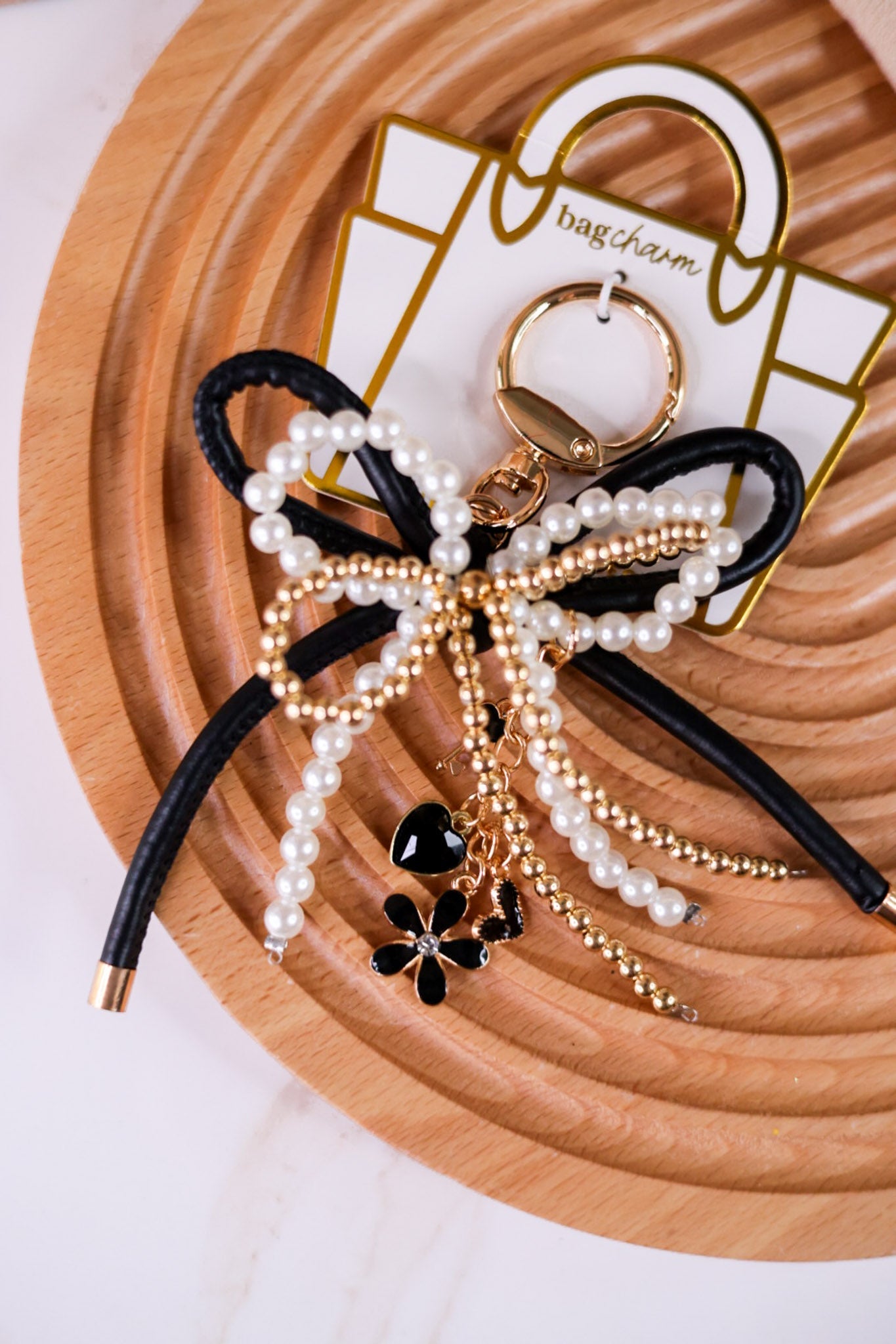 Luxe Glam Layered Bows Bag Charm - Whiskey Skies - THE DARLING EFFECT