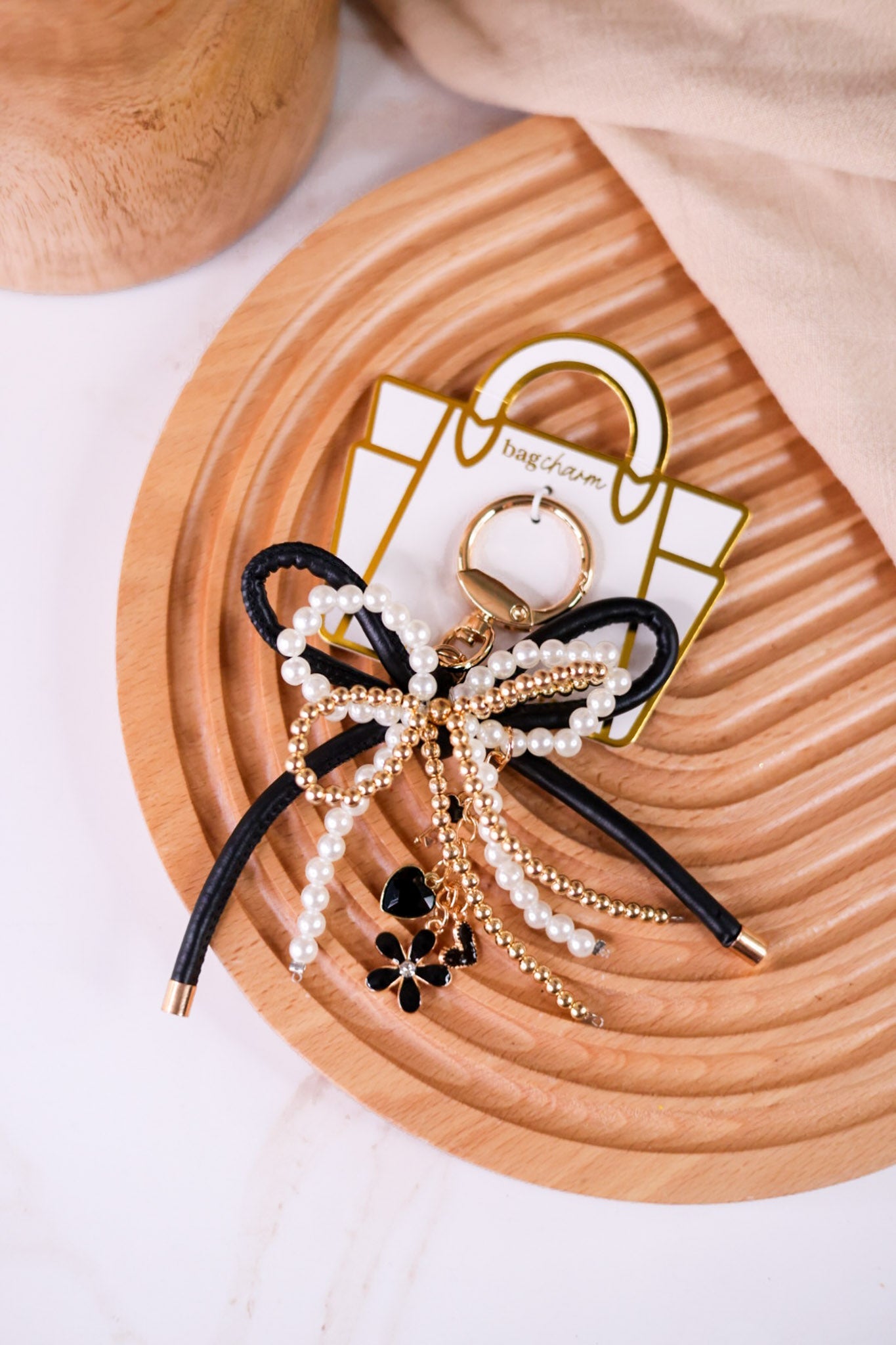 Luxe Glam Layered Bows Bag Charm - Whiskey Skies - THE DARLING EFFECT