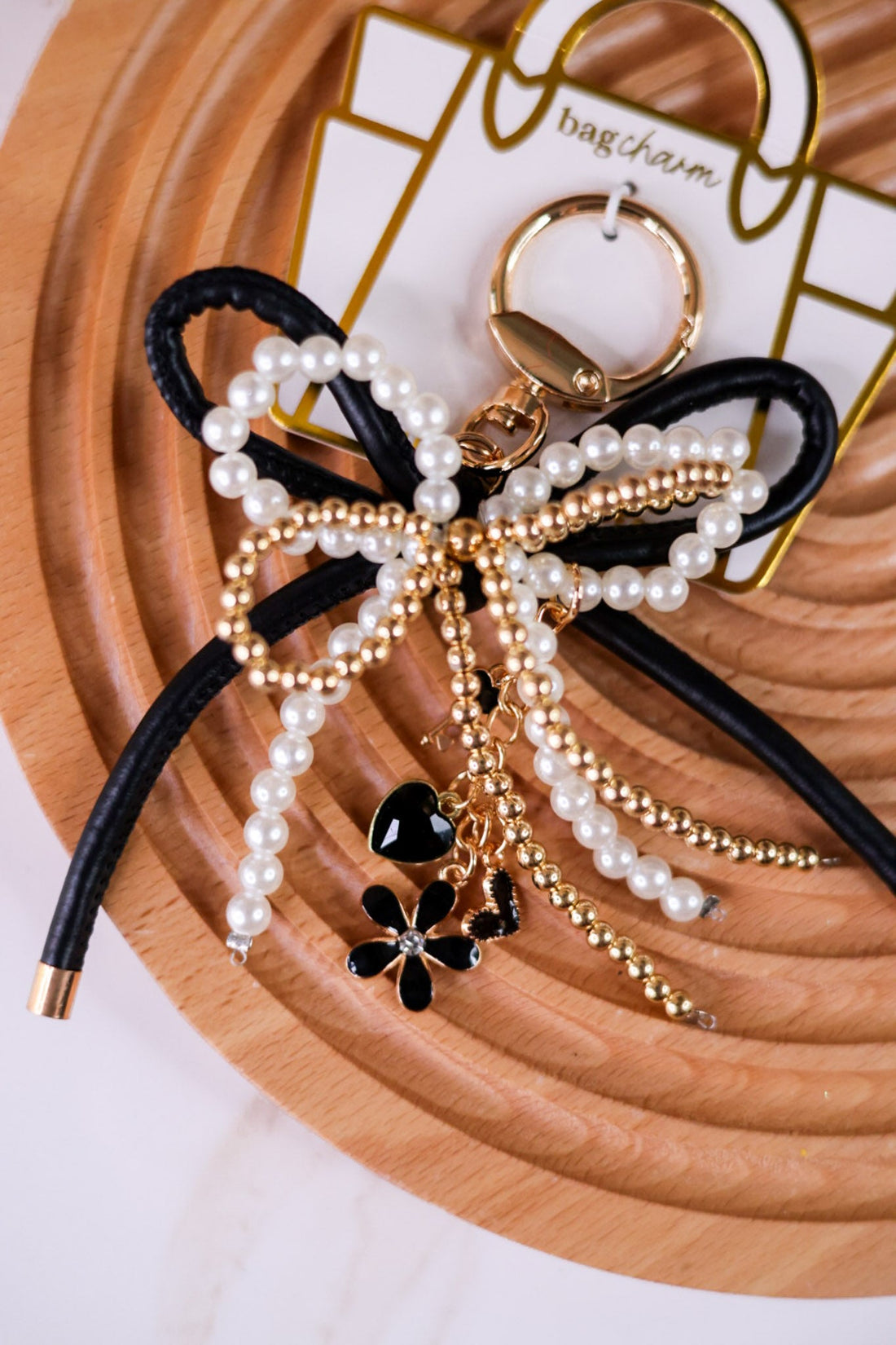 Luxe Glam Layered Bows Bag Charm - Whiskey Skies - THE DARLING EFFECT