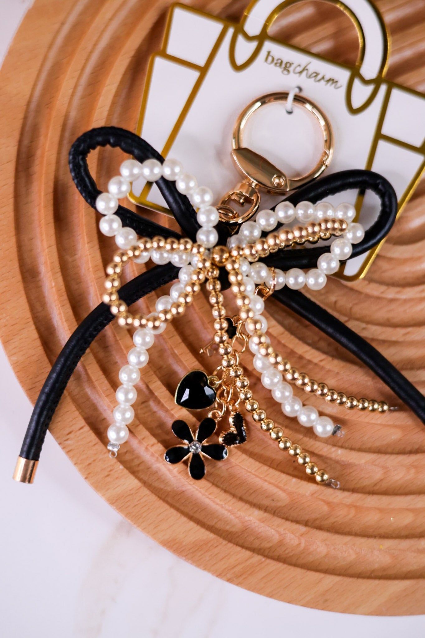 Luxe Glam Layered Bows Bag Charm - Whiskey Skies - THE DARLING EFFECT