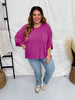 Magenta 3/4 Sleeve Boxy Top - Whiskey Skies - ANDREE BY UNIT