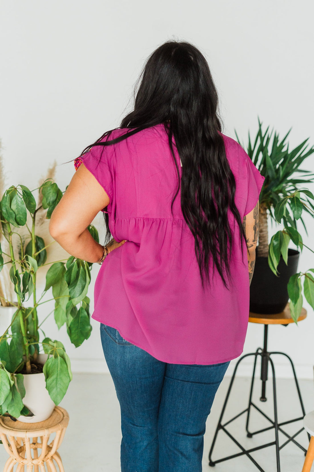 Magenta Embroidered Babydoll Top - Whiskey Skies - ANDREE BY UNIT