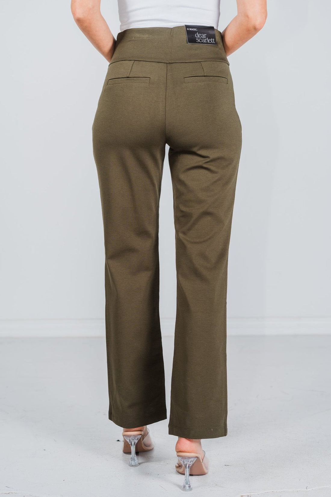 Magic Slim Straight Olive Pants - Whiskey Skies - DEAR SCARLETT