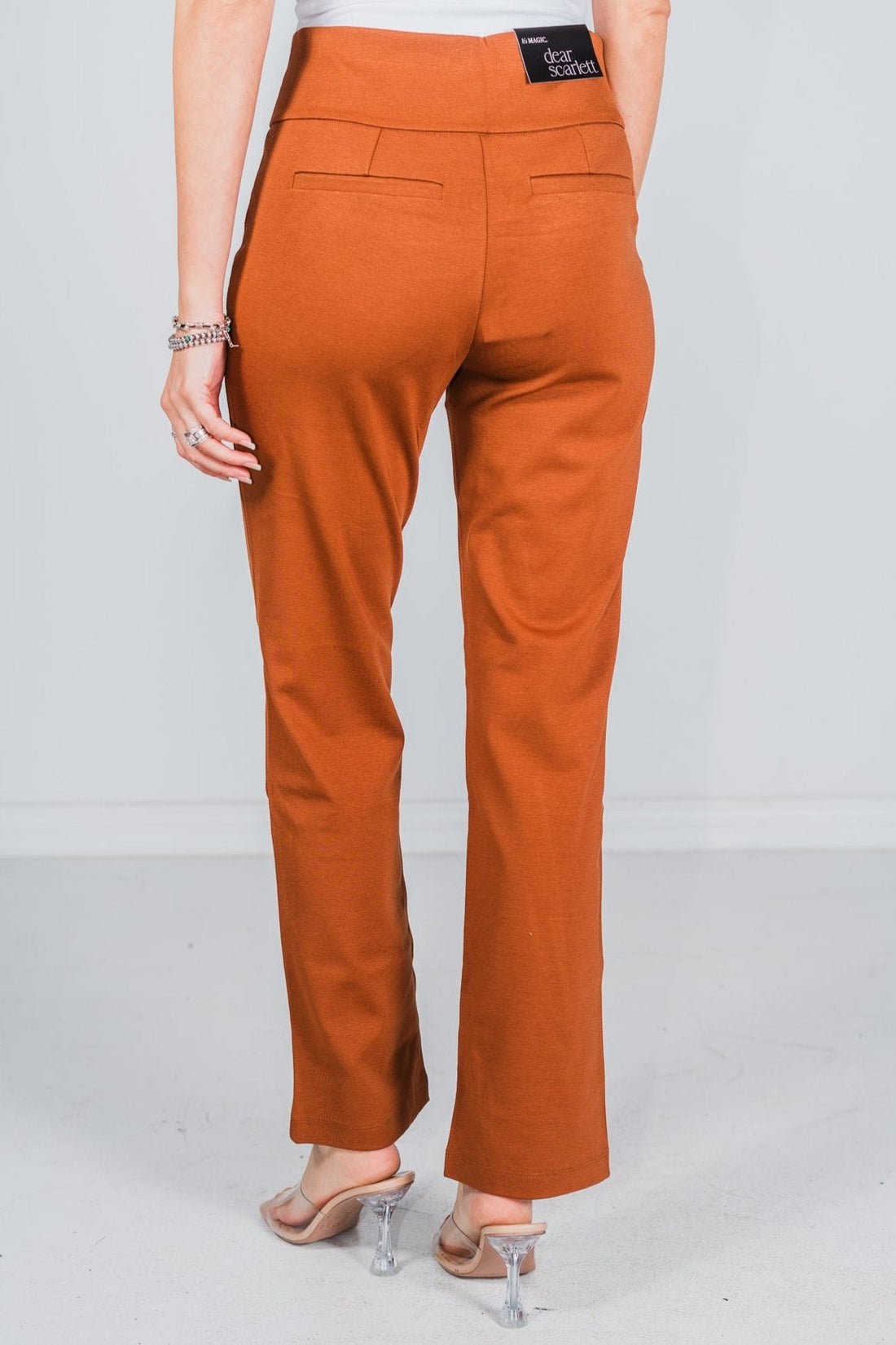 Magic Slim Straight Rust Pants - Whiskey Skies - DEAR SCARLETT