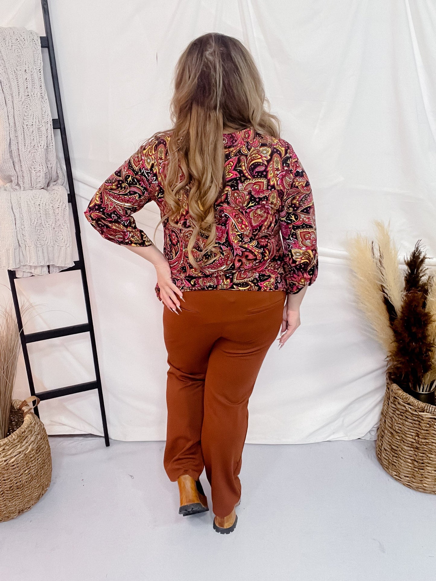 Magic Slim Straight Rust Pants - Whiskey Skies - DEAR SCARLETT