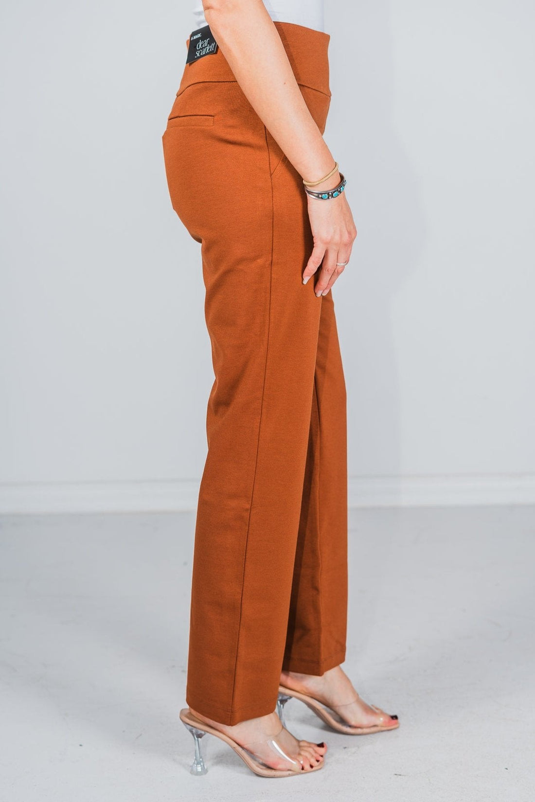 Magic Slim Straight Rust Pants - Whiskey Skies - DEAR SCARLETT