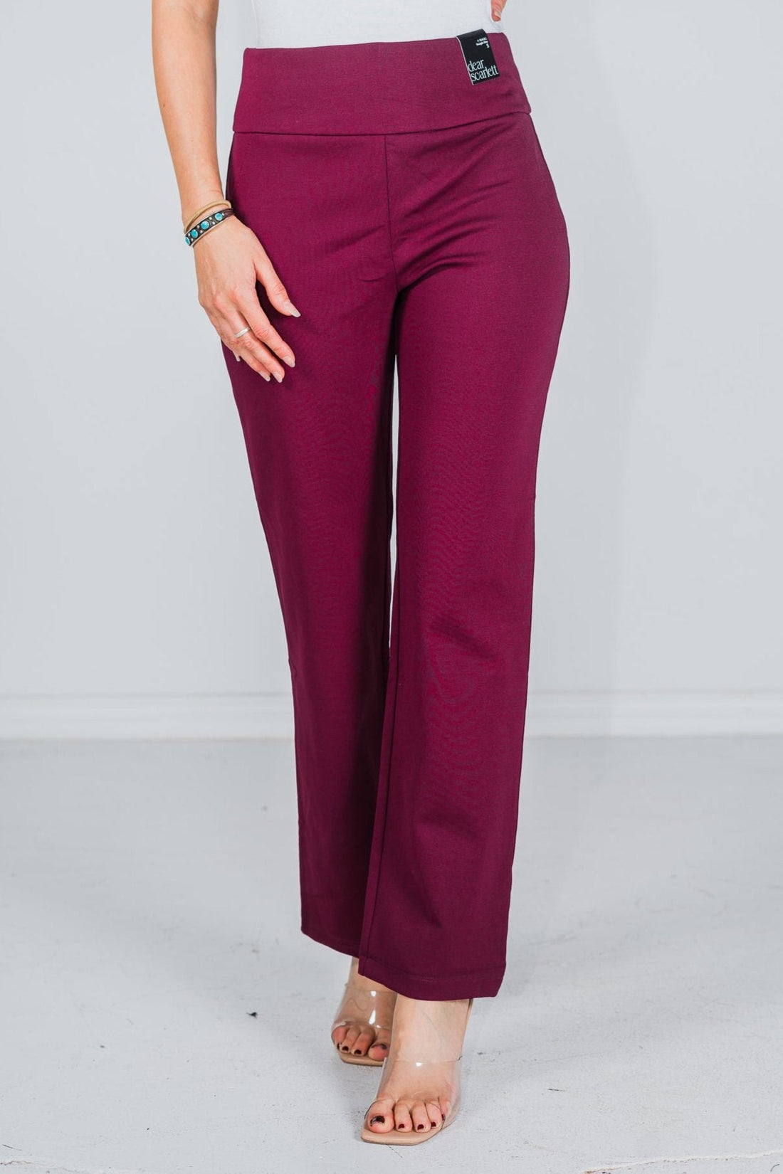 Magic Slim Straight Wine Pants - Whiskey Skies - DEAR SCARLETT