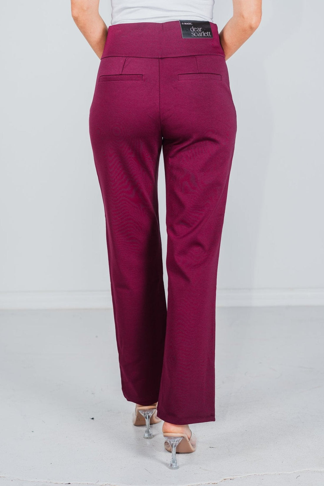 Magic Slim Straight Wine Pants - Whiskey Skies - DEAR SCARLETT