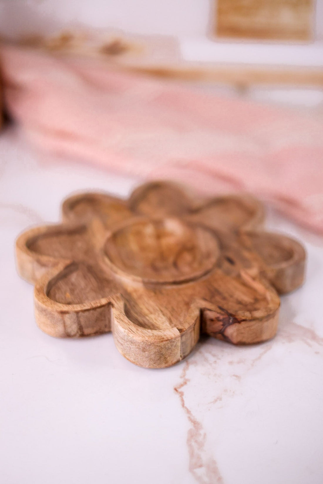 Mango Wood Flower Trinket Dish - Whiskey Skies - YOUNG'S INC