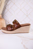 Manifest Cognac Wedge Sandals With Buckle Straps - Whiskey Skies - CORKYS FOOTWEAR