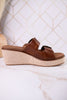Manifest Cognac Wedge Sandals With Buckle Straps - Whiskey Skies - CORKYS FOOTWEAR