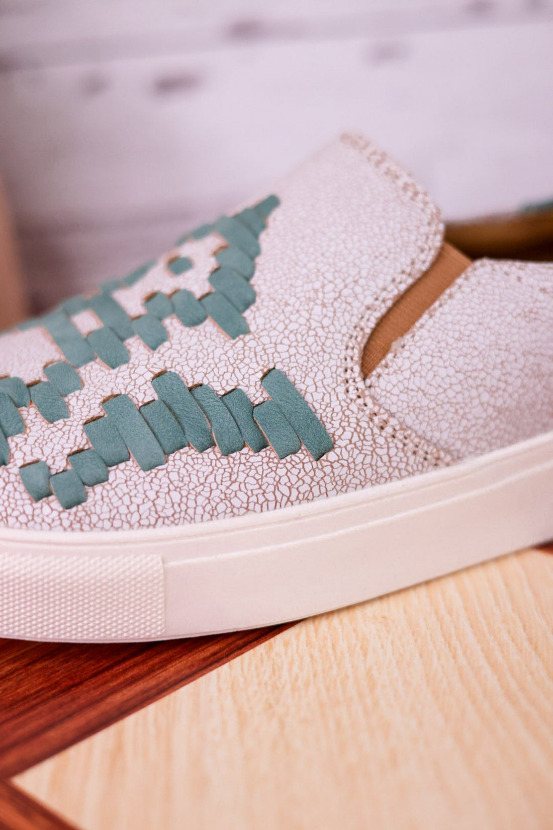 Marian Crackle Effect Slip On Sneakers With Aztec Pattern - Whiskey Skies - VERY G