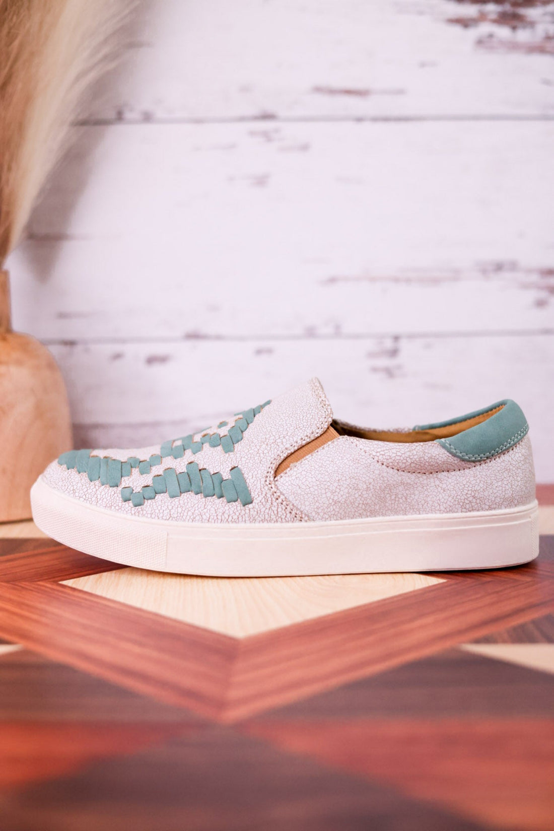 Marian Crackle Effect Slip On Sneakers With Aztec Pattern - Whiskey Skies - VERY G