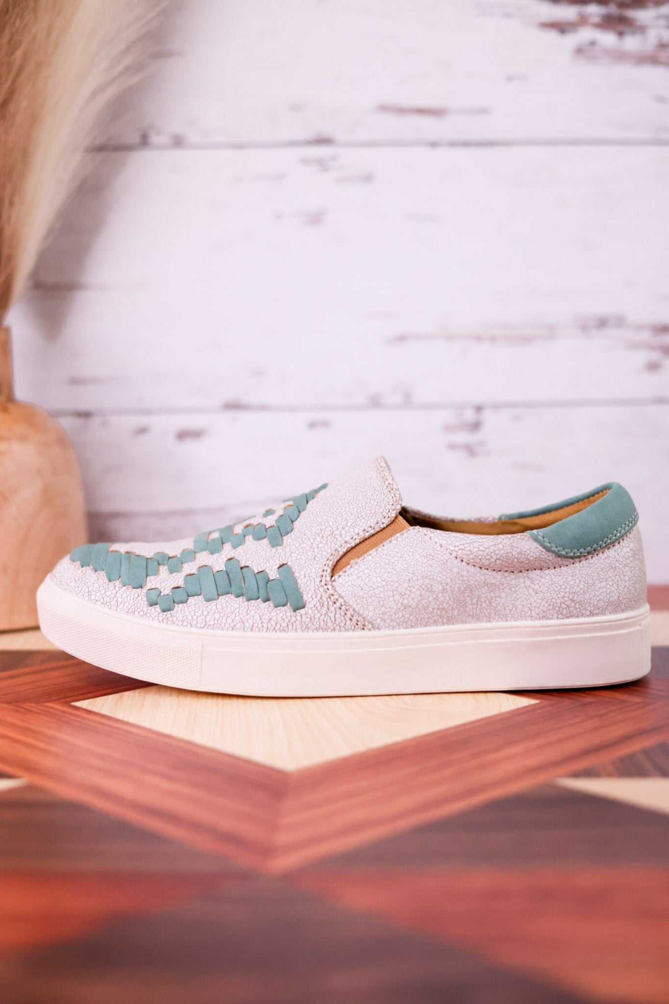 Marian Crackle Effect Slip On Sneakers With Aztec Pattern - Whiskey Skies - VERY G