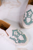 "Marian" Cream Crackle Mule Sneakers With Turquoise Aztec Pattern - Whiskey Skies - VERY G