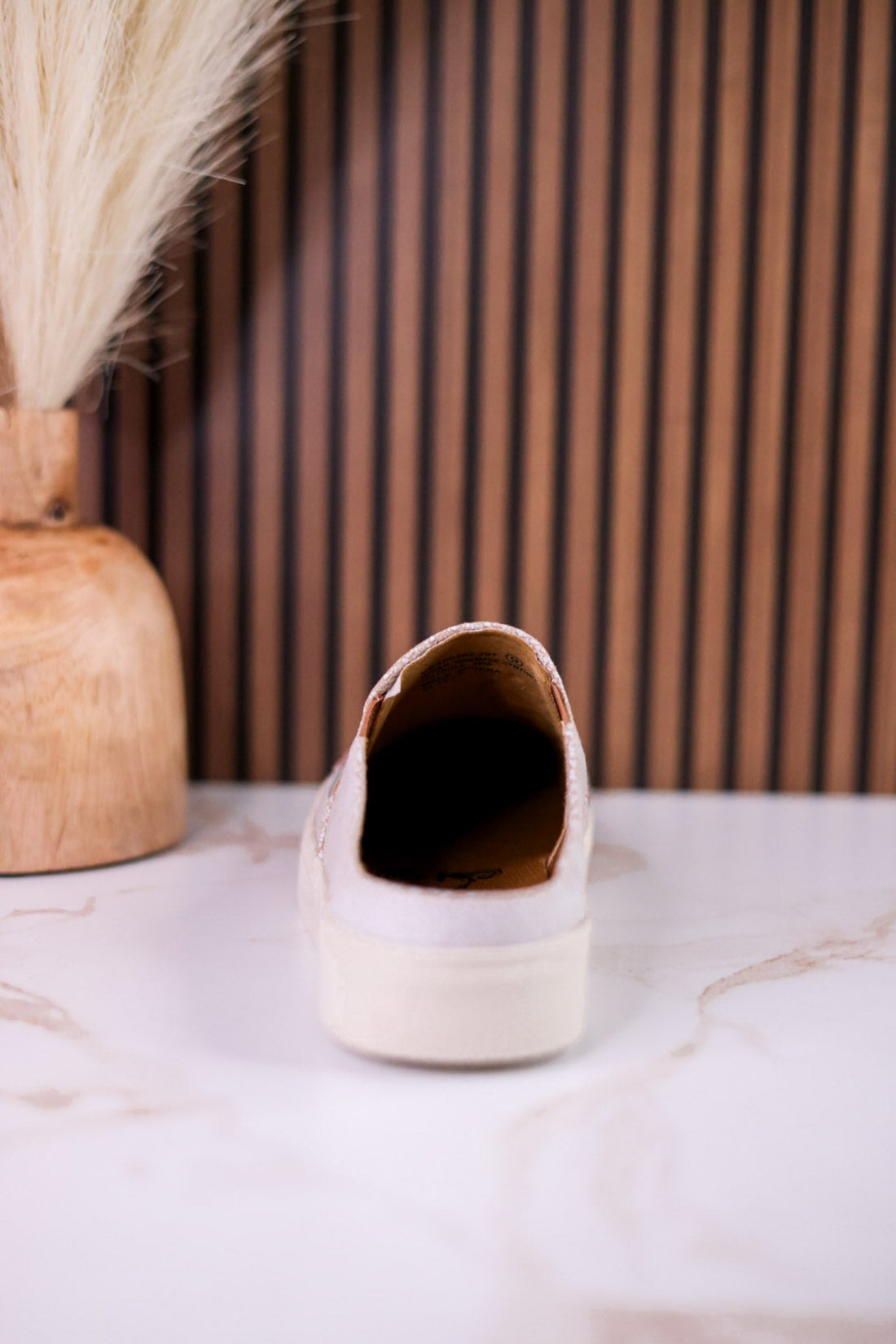 "Marian" Cream Crackle Mule Sneakers With Turquoise Aztec Pattern - Whiskey Skies - VERY G