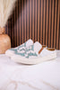 "Marian" Cream Crackle Mule Sneakers With Turquoise Aztec Pattern - Whiskey Skies - VERY G
