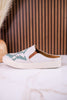 "Marian" Cream Crackle Mule Sneakers With Turquoise Aztec Pattern - Whiskey Skies - VERY G