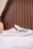 "Marian" Cream Crackle Mule Sneakers With Turquoise Aztec Pattern - Whiskey Skies - VERY G