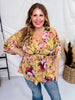 Marigold Floral Print 3/4 Dolman Sleeve Dreamer Top - Whiskey Skies - DEAR SCARLETT