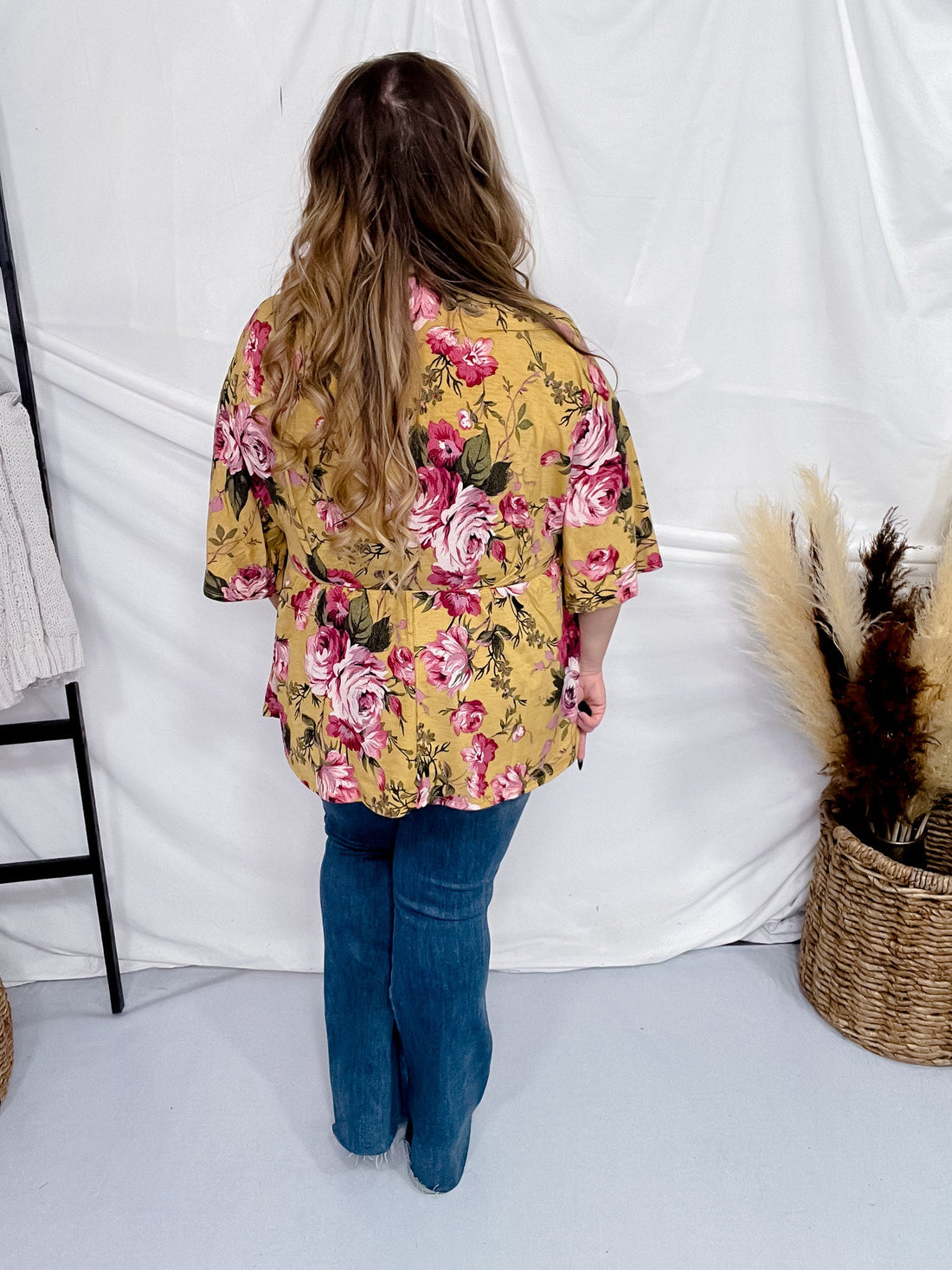 Marigold Floral Print 3/4 Dolman Sleeve Dreamer Top - Whiskey Skies - DEAR SCARLETT