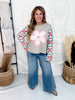 Marled Knit Top With Eyelet Flower & Crochet Sleeves - Whiskey Skies - DAVI & DANI