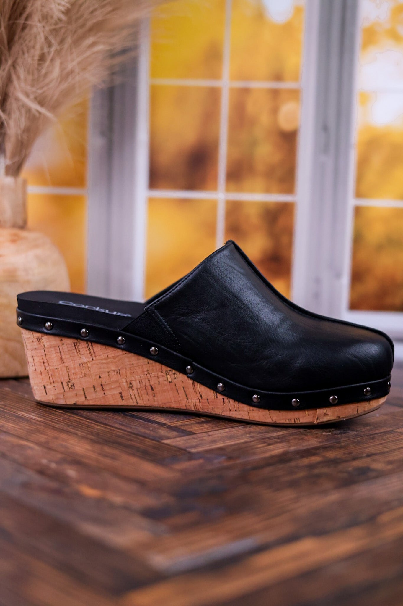 Marley Black Round Toe Wedges - Whiskey Skies - CORKYS FOOTWEAR