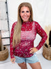 Maroon Bandana Babe Long Sleeve Mesh Top - Whiskey Skies - STERLING KREEK