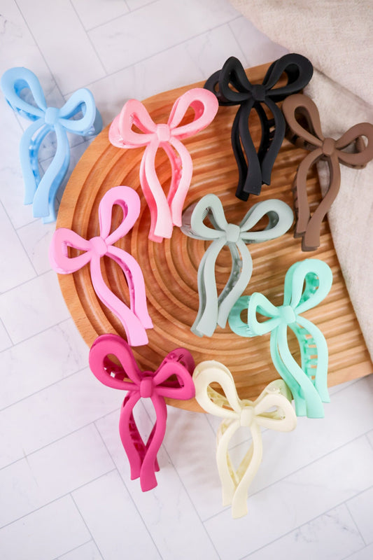 Matte Bow Claw Clips (9 Colors) - Whiskey Skies - QUEENS DESIGNS