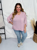 Mauve 3/4 Sleeve Boxy Top - Whiskey Skies - ANDREE BY UNIT