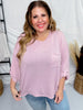 Mauve 3/4 Sleeve Boxy Top - Whiskey Skies - ANDREE BY UNIT