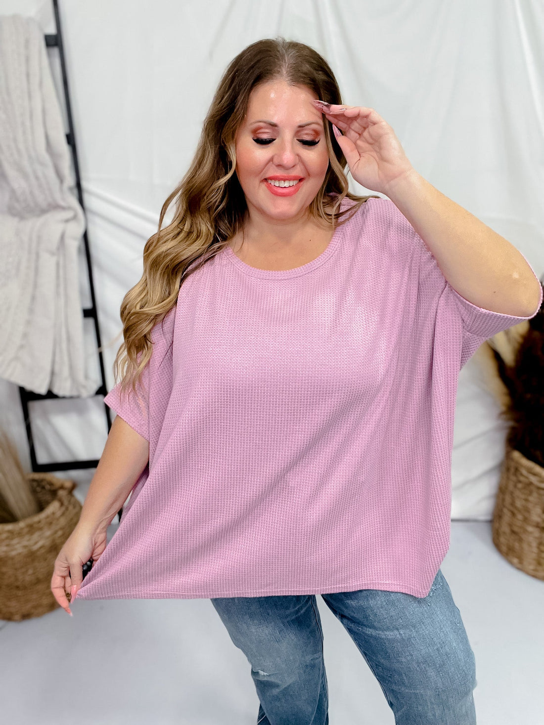 Mauve Dolman Sleeve Thermal Top - Whiskey Skies - ANDREE BY UNIT