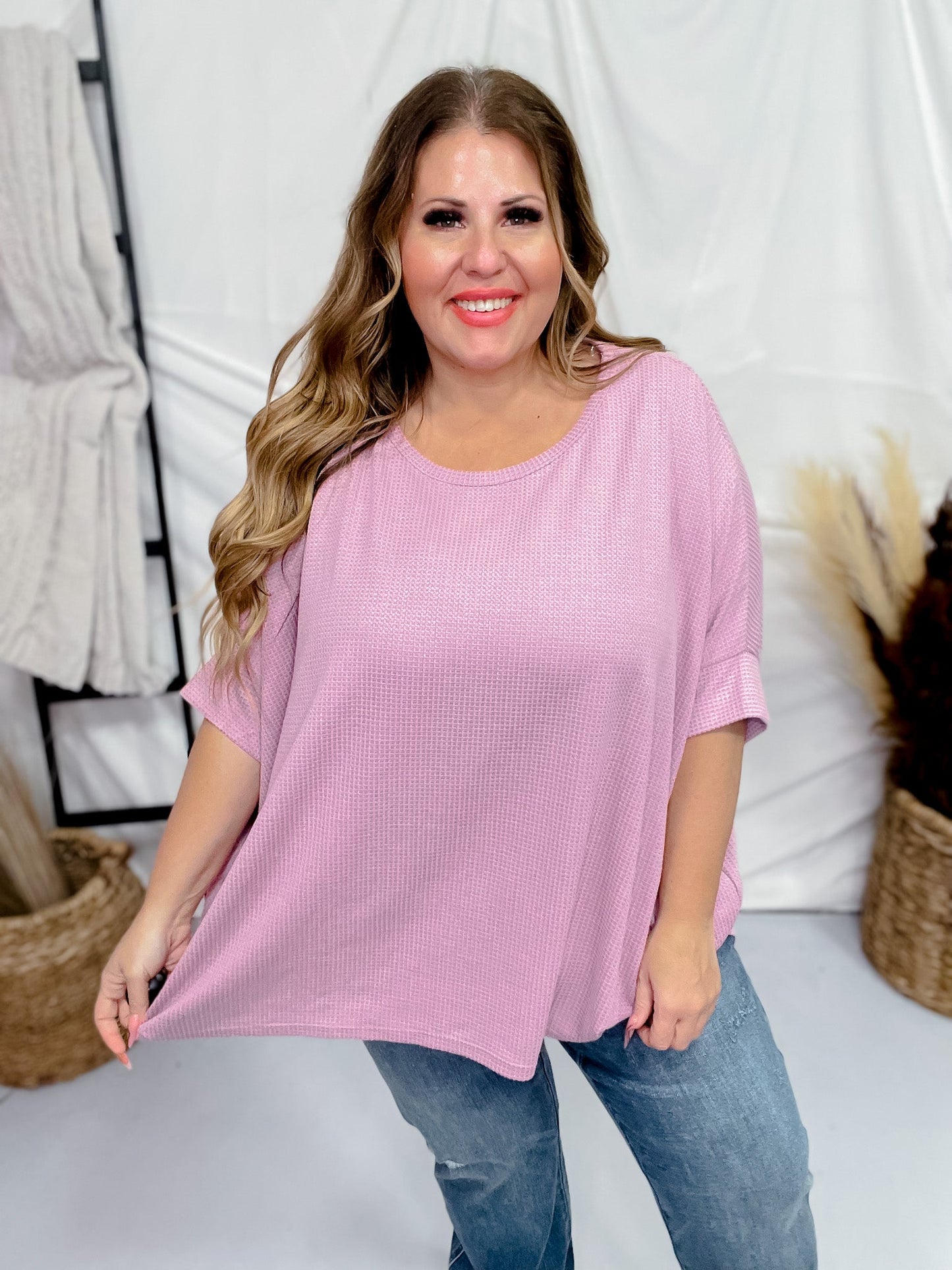 Mauve Dolman Sleeve Thermal Top - Whiskey Skies - ANDREE BY UNIT