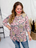 Mauve Floral Print 3/4 Sleeve Top - Whiskey Skies - DEAR SCARLETT