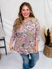 Mauve Floral Print 3/4 Sleeve Top - Whiskey Skies - DEAR SCARLETT