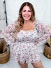 Mauve Floral Romper With Square Neckline - Whiskey Skies - JADE BY JANE