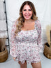 Mauve Floral Romper With Square Neckline - Whiskey Skies - JADE BY JANE