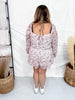 Mauve Floral Romper With Square Neckline - Whiskey Skies - JADE BY JANE