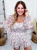 Mauve Floral Romper With Square Neckline - Whiskey Skies - JADE BY JANE