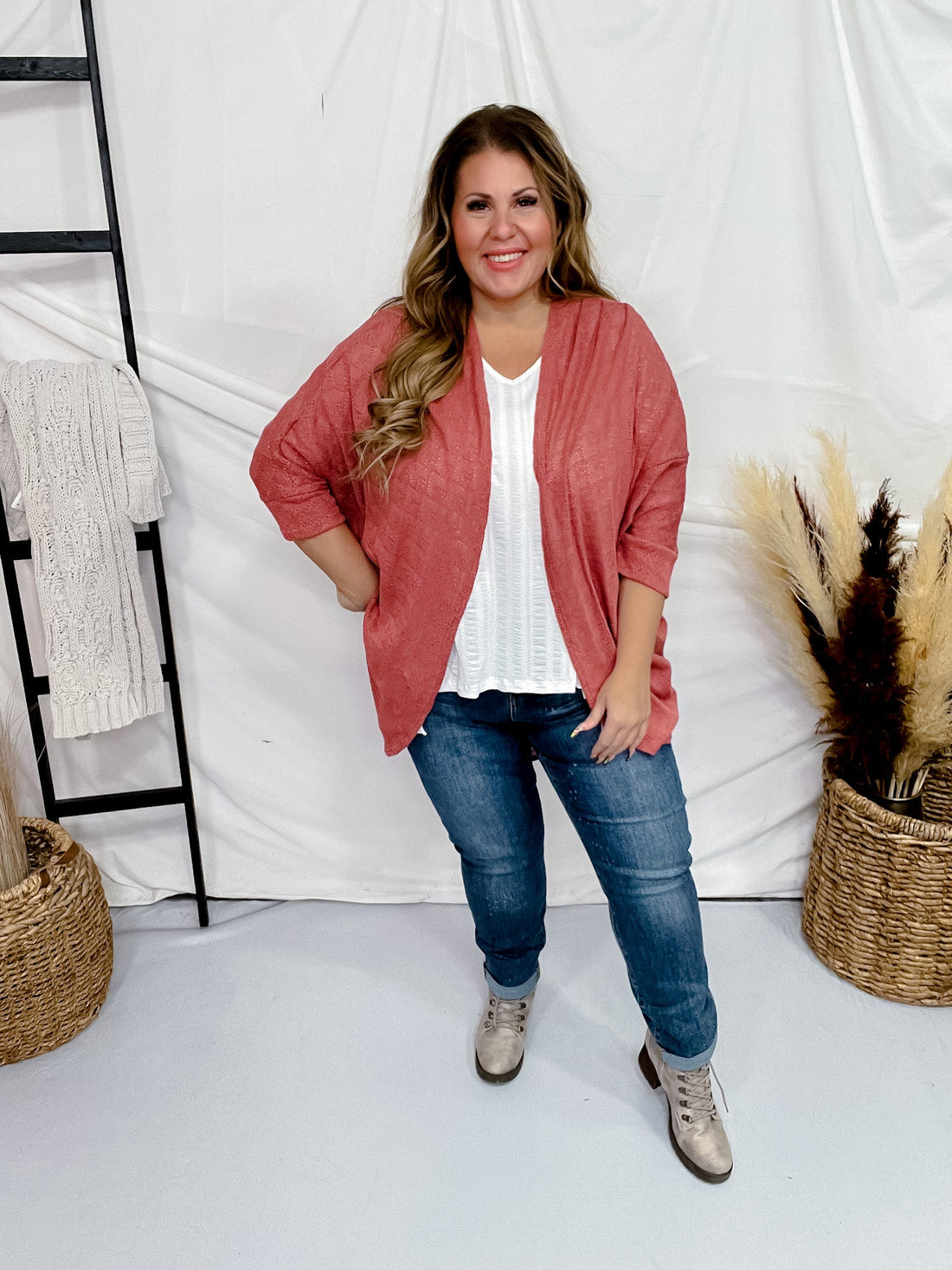 Mauve Open Front Knit Cardigan - Whiskey Skies - BE STAGE