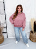 Mauve & Pink Striped Crew Neck Sweatshirt - Whiskey Skies - HEIMISH