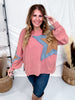 Mauve Pullover Top With Contrasting Star Patch - Whiskey Skies - EASEL